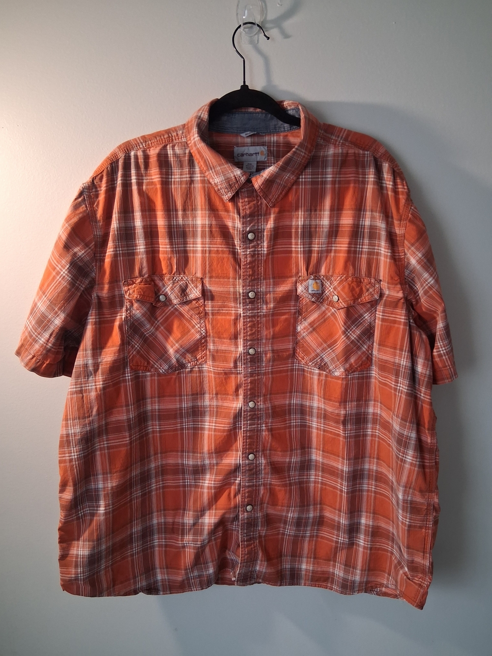 Carhartt Men's Rugged Flex Relaxed Fit Bozeman Short Sleeve Plaid Pearl Snap XXL